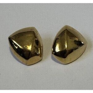 Vintage MONET Earrings Signed Gold Tone Pierced Stud Geometric Modernist